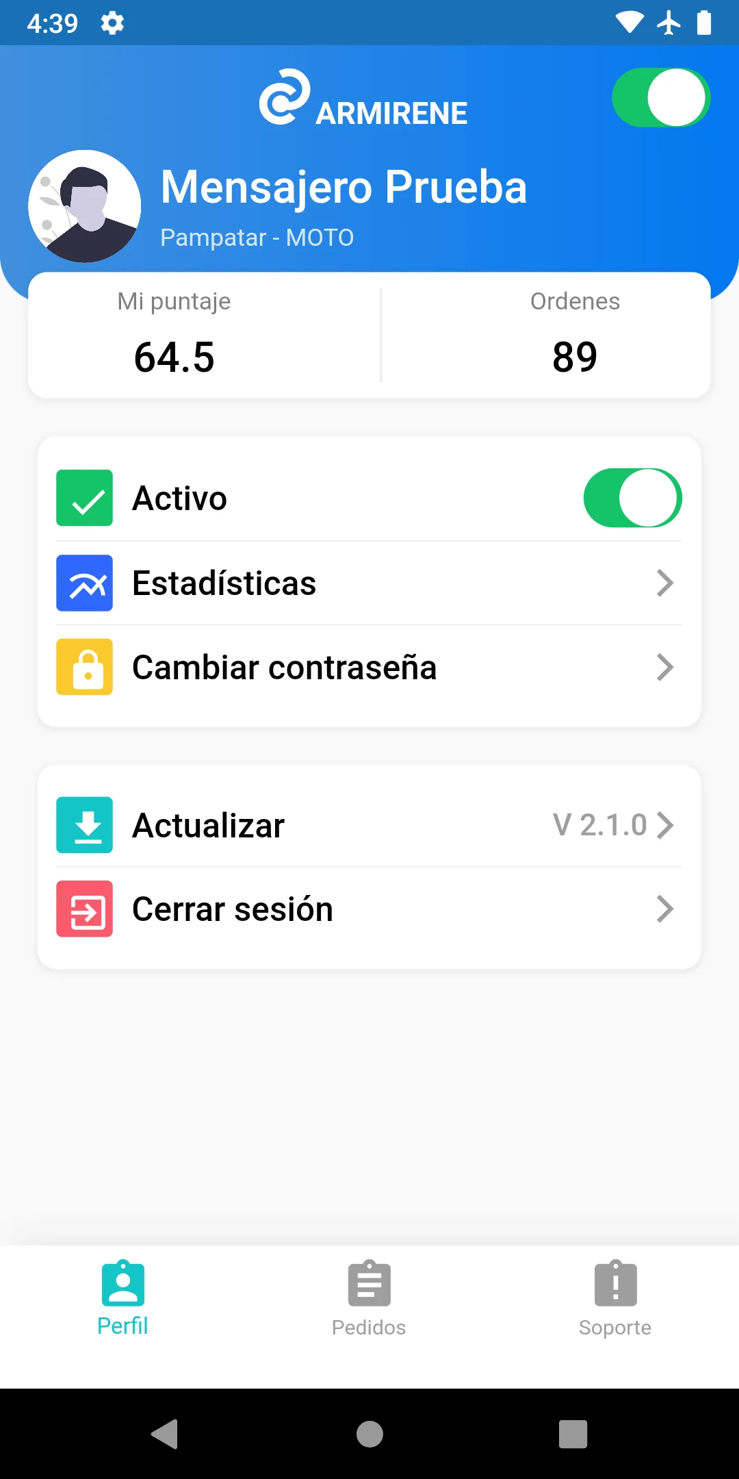 Armirene Mensajería screenshot